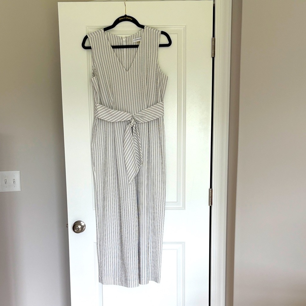 Calvin Klein Striped Sleeveless Jumpsuit